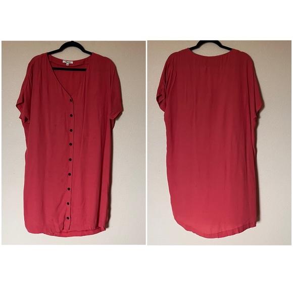 Madewell Button-Front Crepe Shift Easy Dress Rose Pink Small Sz S - Picture 4 of 12